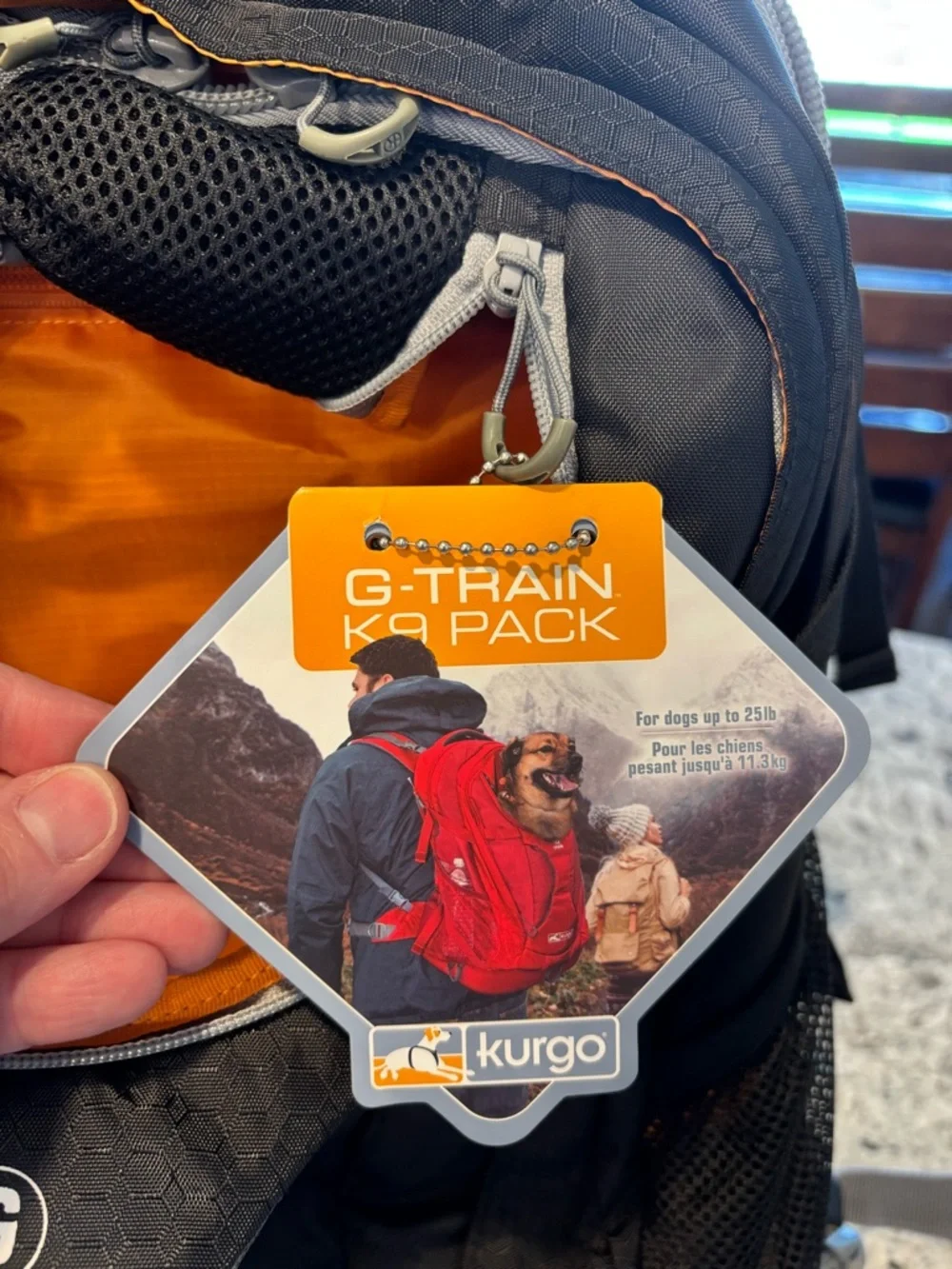 Kurgo G-Train Black Backpack with Orange Interior